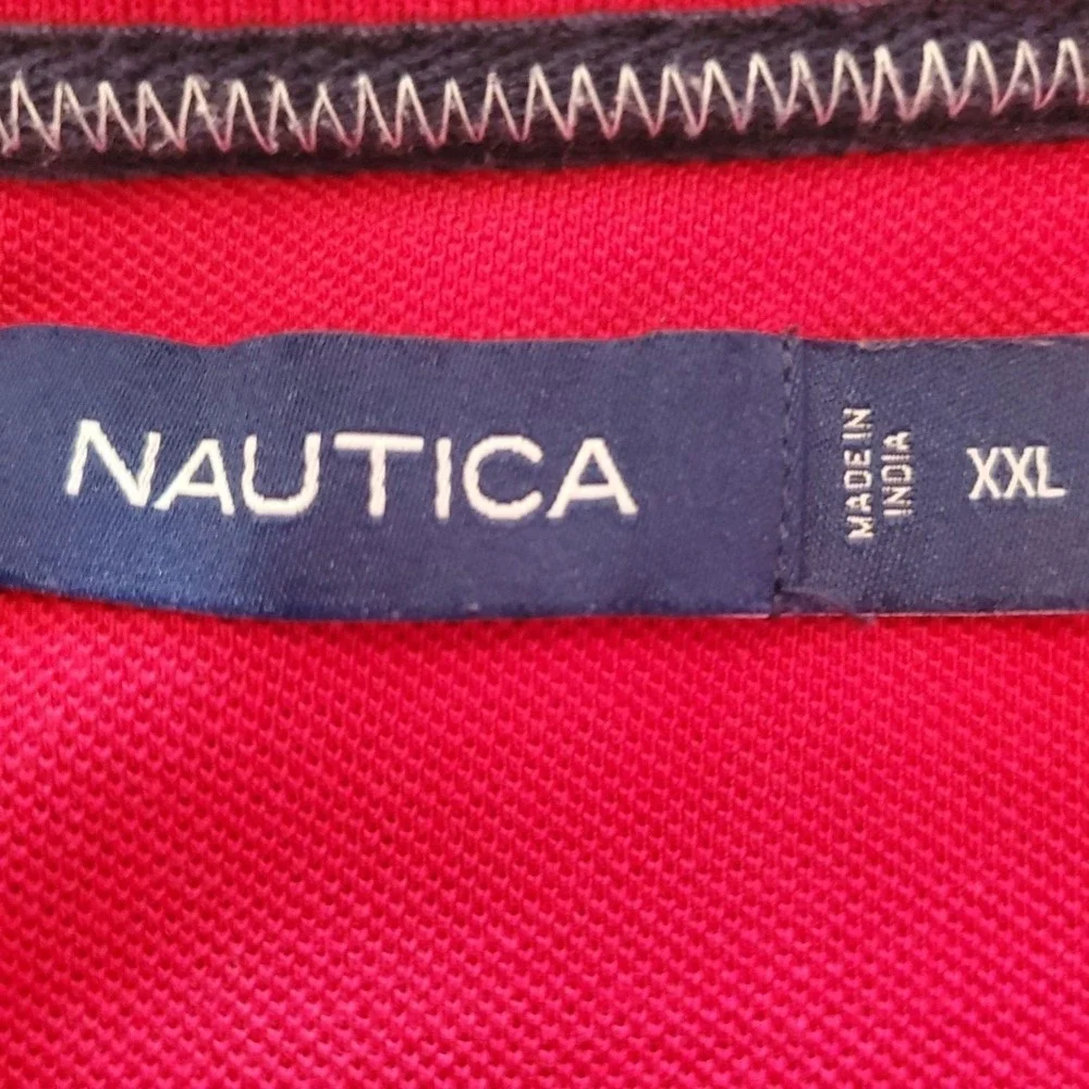 Vintage 90s‎ Nautica Polo Shirt Men XXL Colorblock Striped Sailing Logo Blue Red
